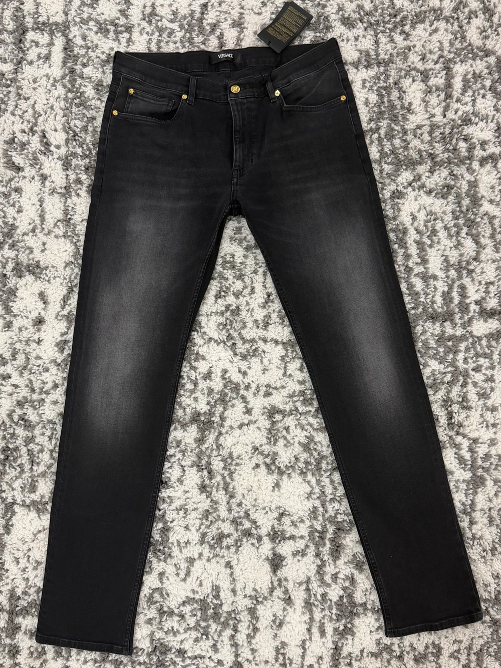 Versace Medusa Skinny Jeans Black Gold Men’s Size 36 NWT - Picture 2 of 10